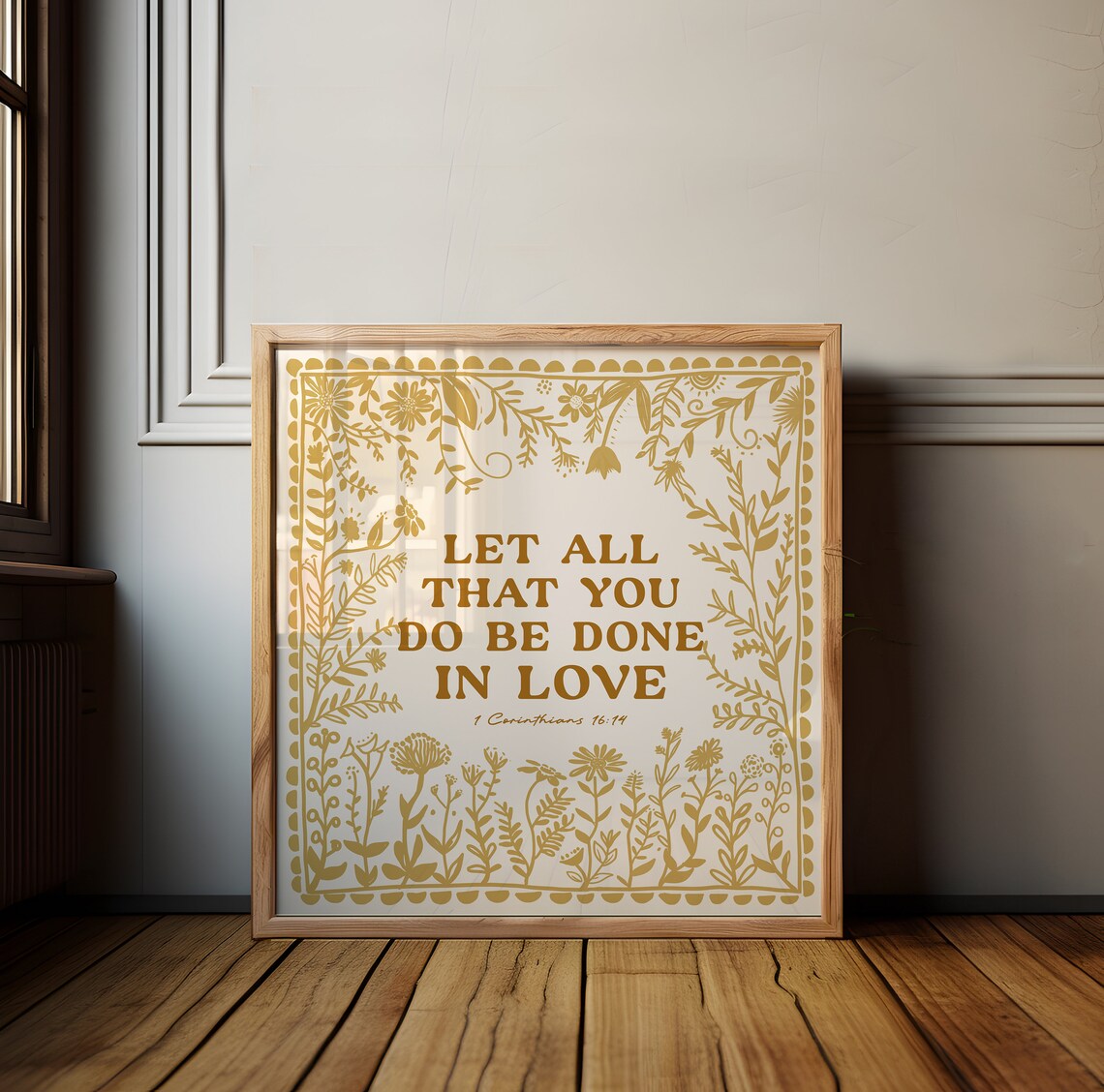 1 Corinthians 16:14 Nursery Floral Poster, Christian Verse - Image 2