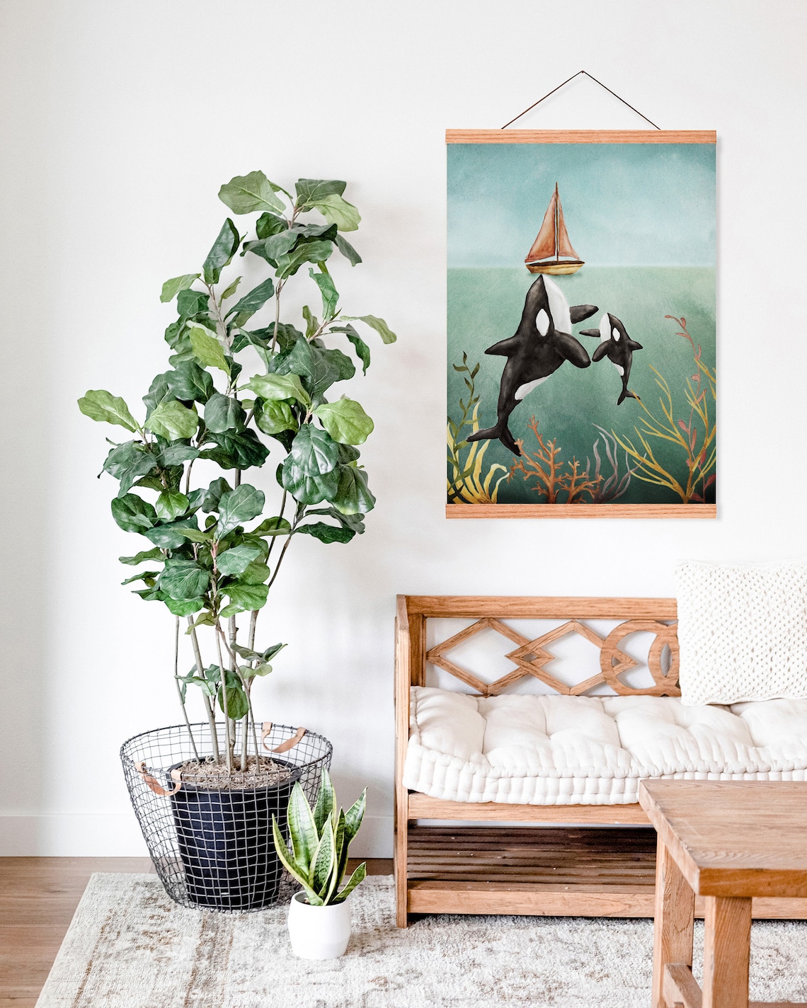 Whale Watercolor Print, Ocean Themed Nursery Art - Image 2