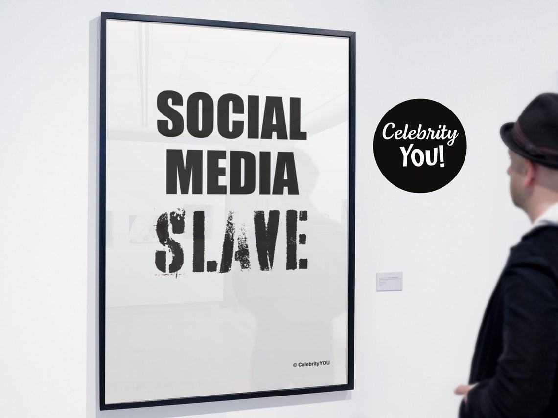 Social Media Slave Distressed Type Funny Marketer Office Poster - Image 2
