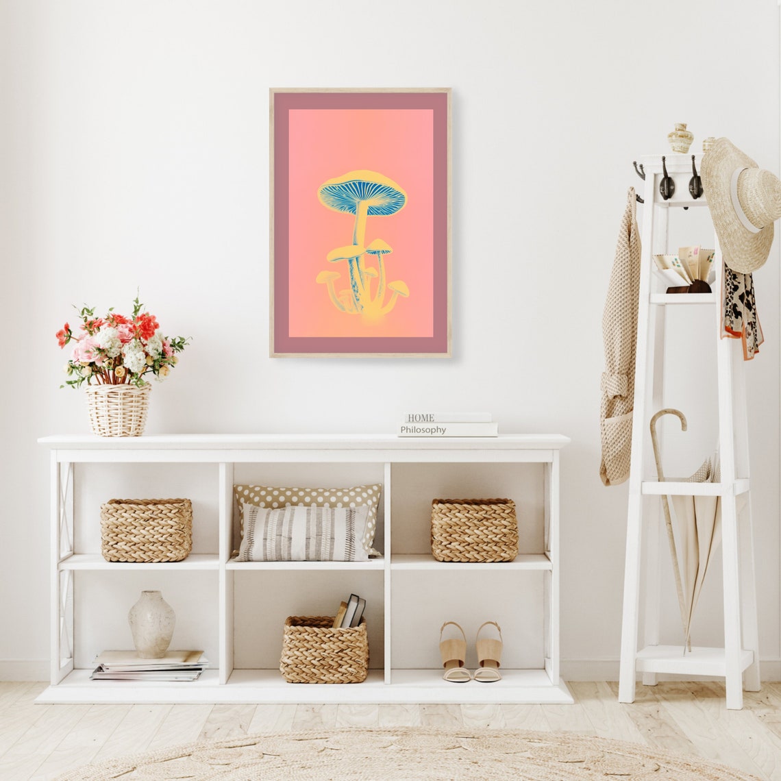 Glowing Mushroom Cluster Pop Art Pink Retro Fungi Charming Poster - Image 2