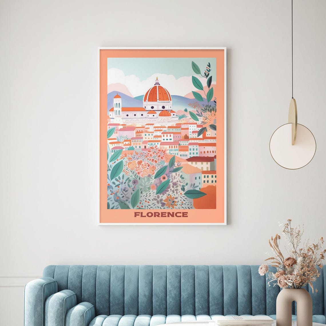 Florence Duomo Cathedral Floral Italy Vintage Travel Charming Poster - Image 3