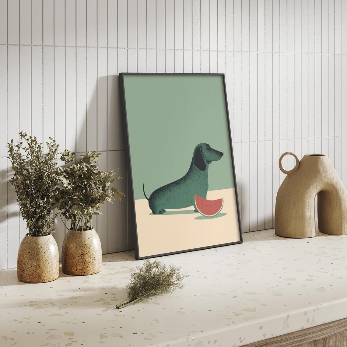 Minimalist Dachshund With Watermelon Slice Funny Summer Poster - Image 4
