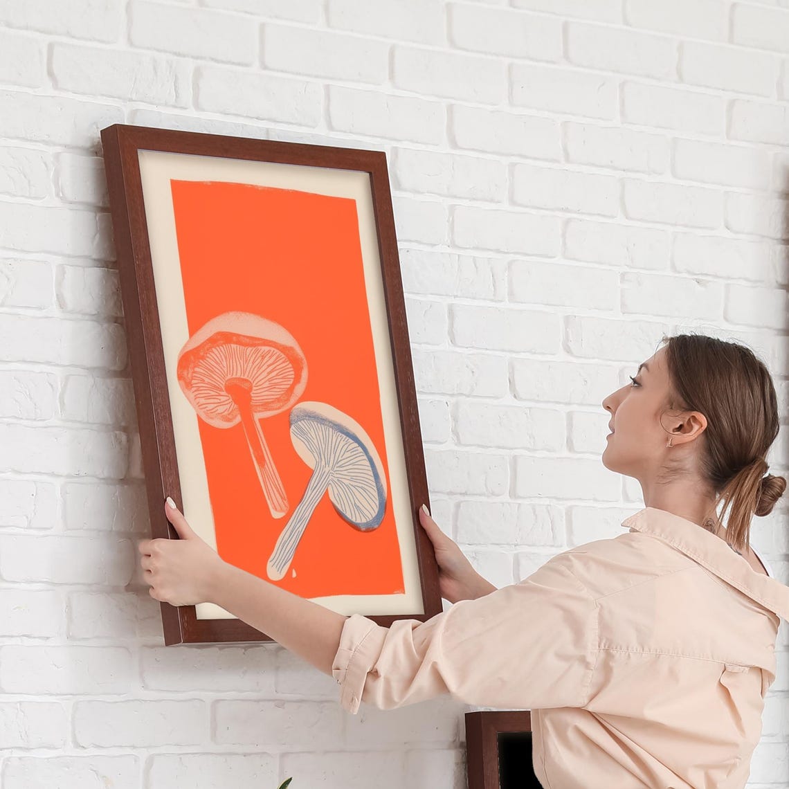 Orange Mushroom Pair Botanical Retro Illustration Kitchen Poster - Image 4