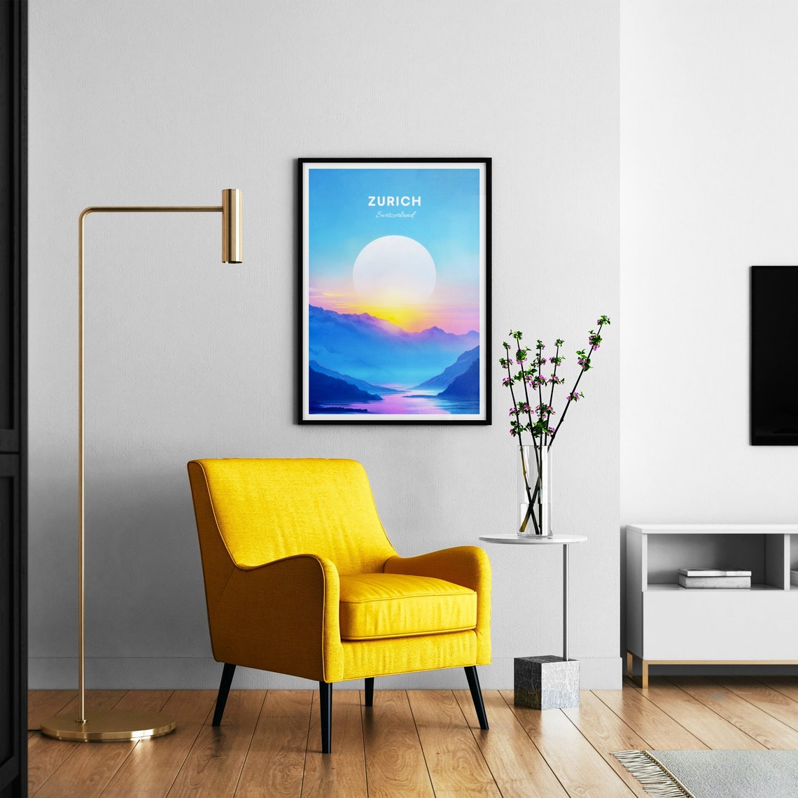 Zurich Switzerland Dreamy Lake Sunrise Alpine Morning Poster - Image 3