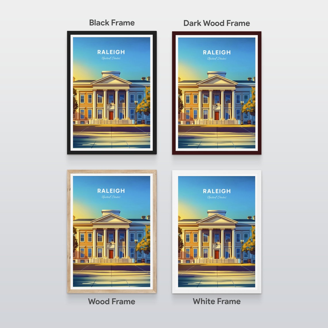 Raleigh North Carolina Neoclassical Landmark Golden Hour Poster - Image 2