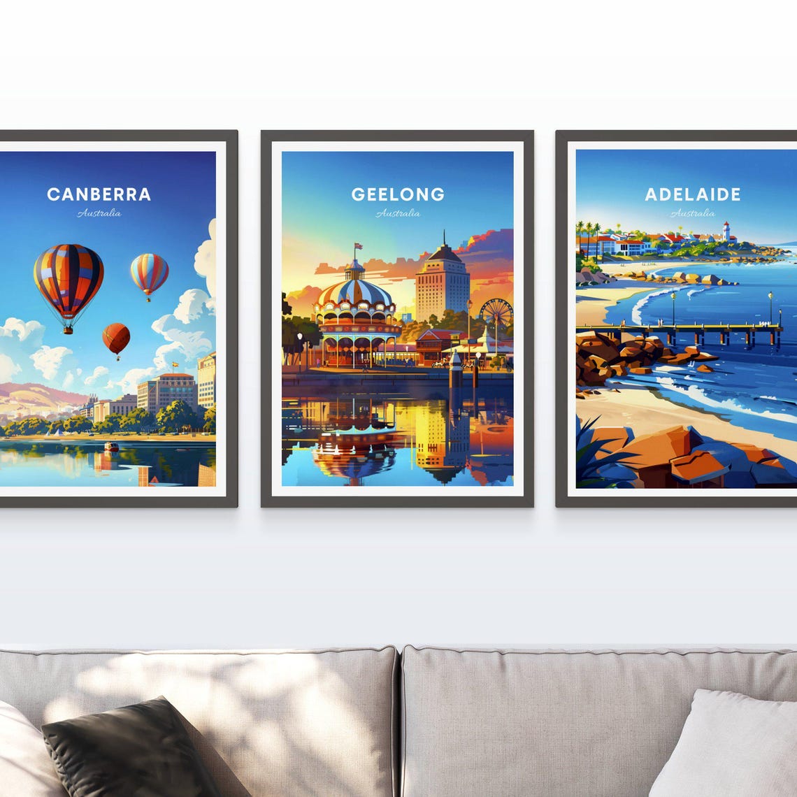 Geelong Australia Waterfront Carousel Sunset Reflection Poster - Image 3