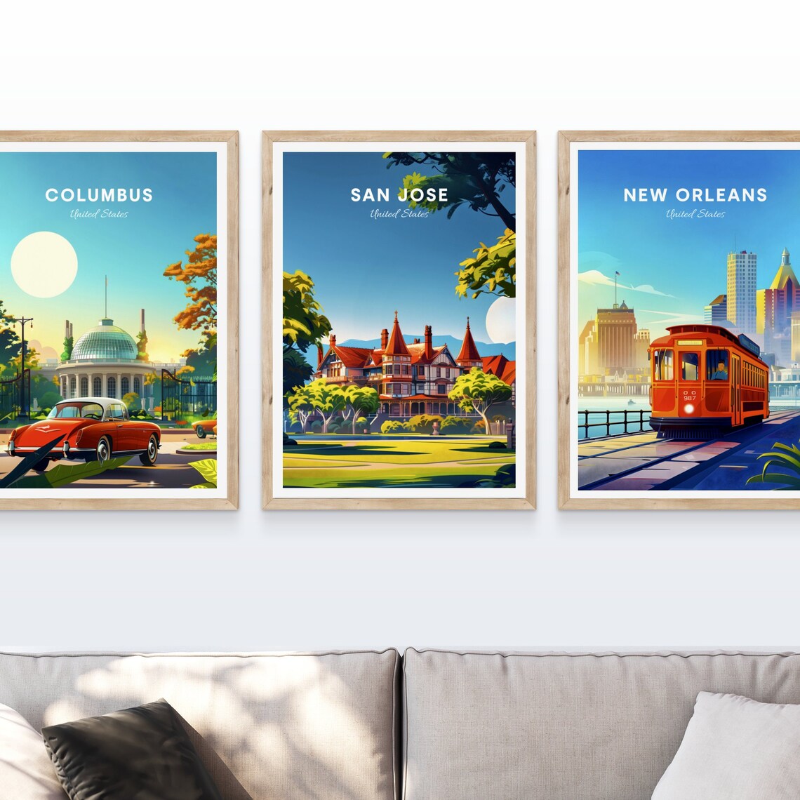 San Jose Grand Victorian Mansion Sunny Lawn Vintage Travel Poster - Image 4