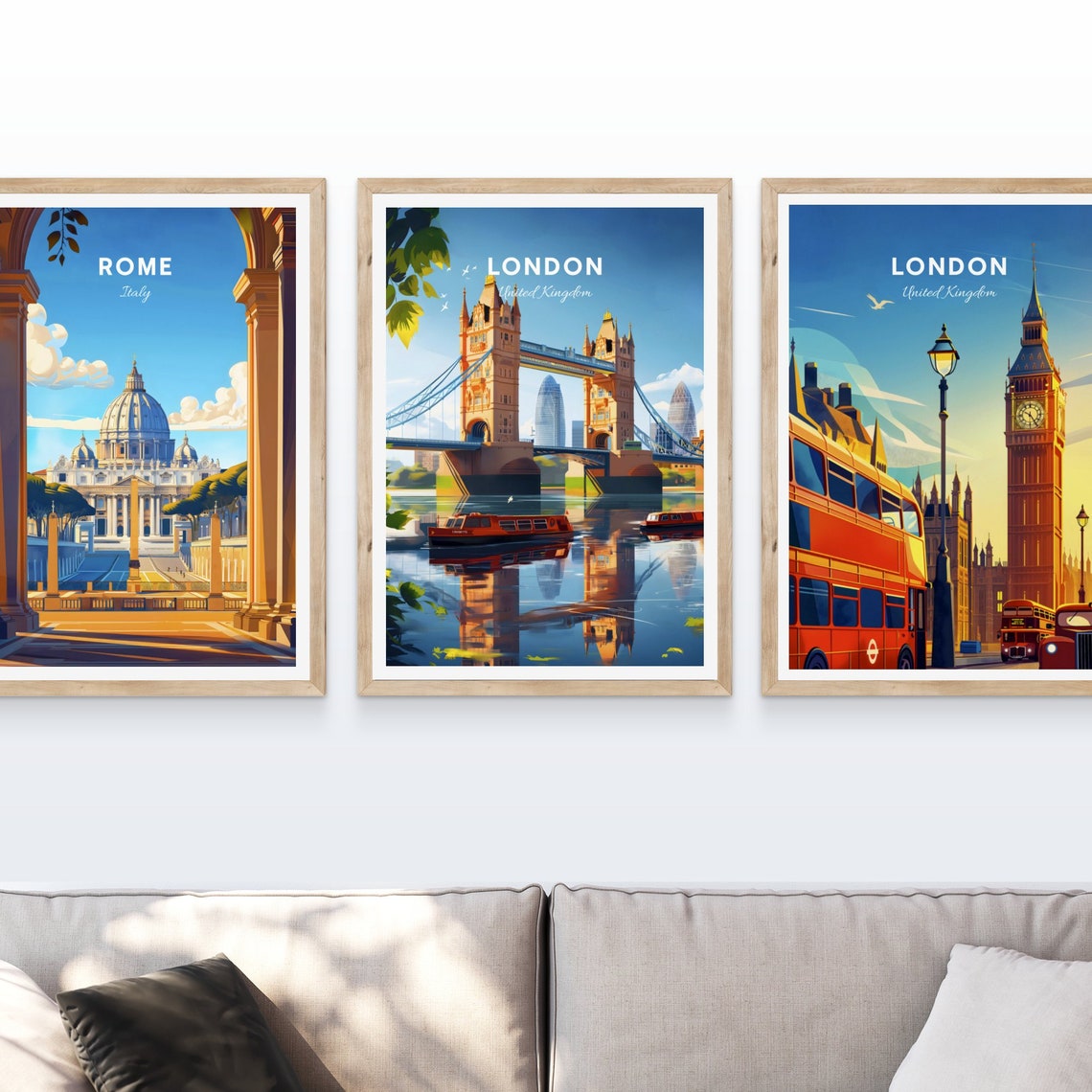 London Tower Bridge River Thames Golden Sunset Vintage Travel Poster - Image 4