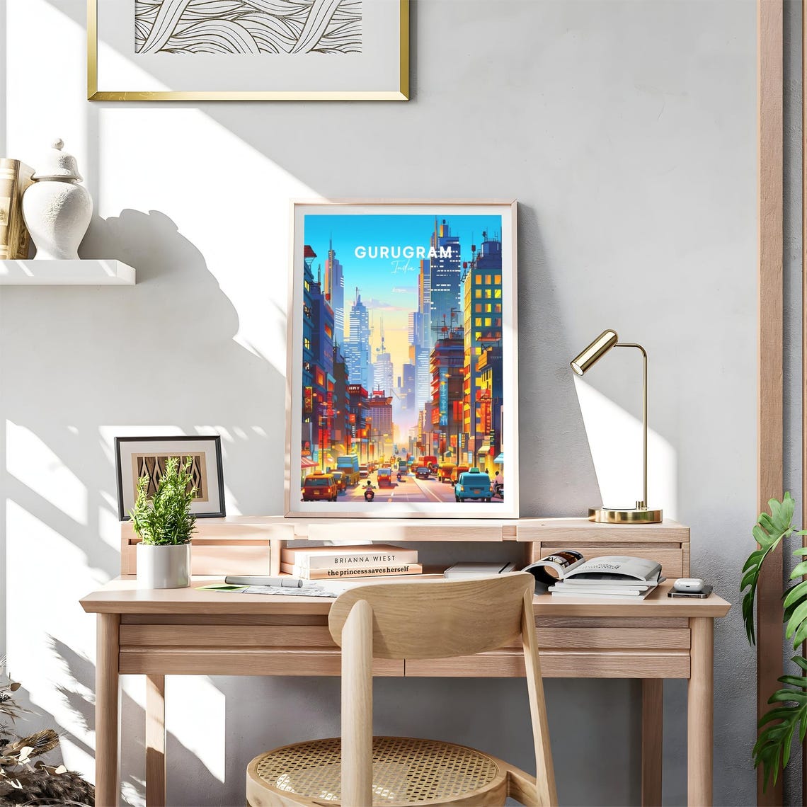 Gurugram India Modern Skyscraper Skyline Dusk Cityscape Poster - Image 4