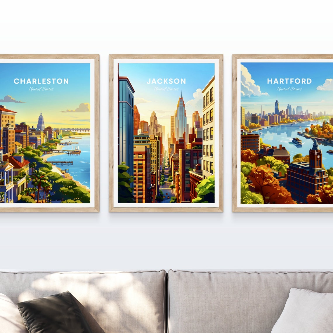 Jackson Street Canyon Skyscrapers Golden Light Travel Poster - Image 3