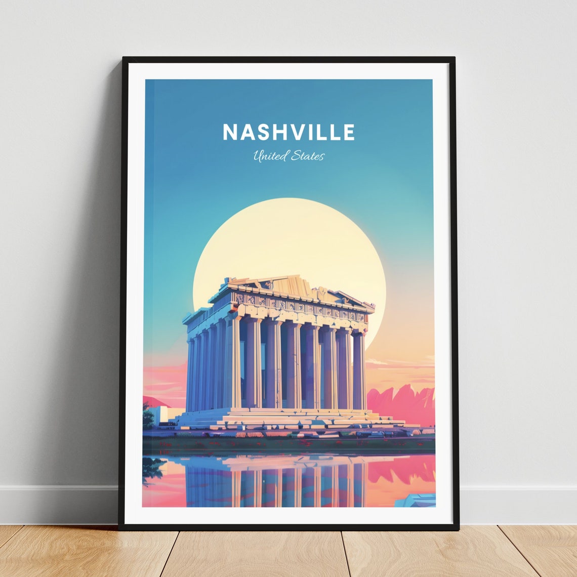 Nashville Tennessee Parthenon Replica and Lake Reflection Poster