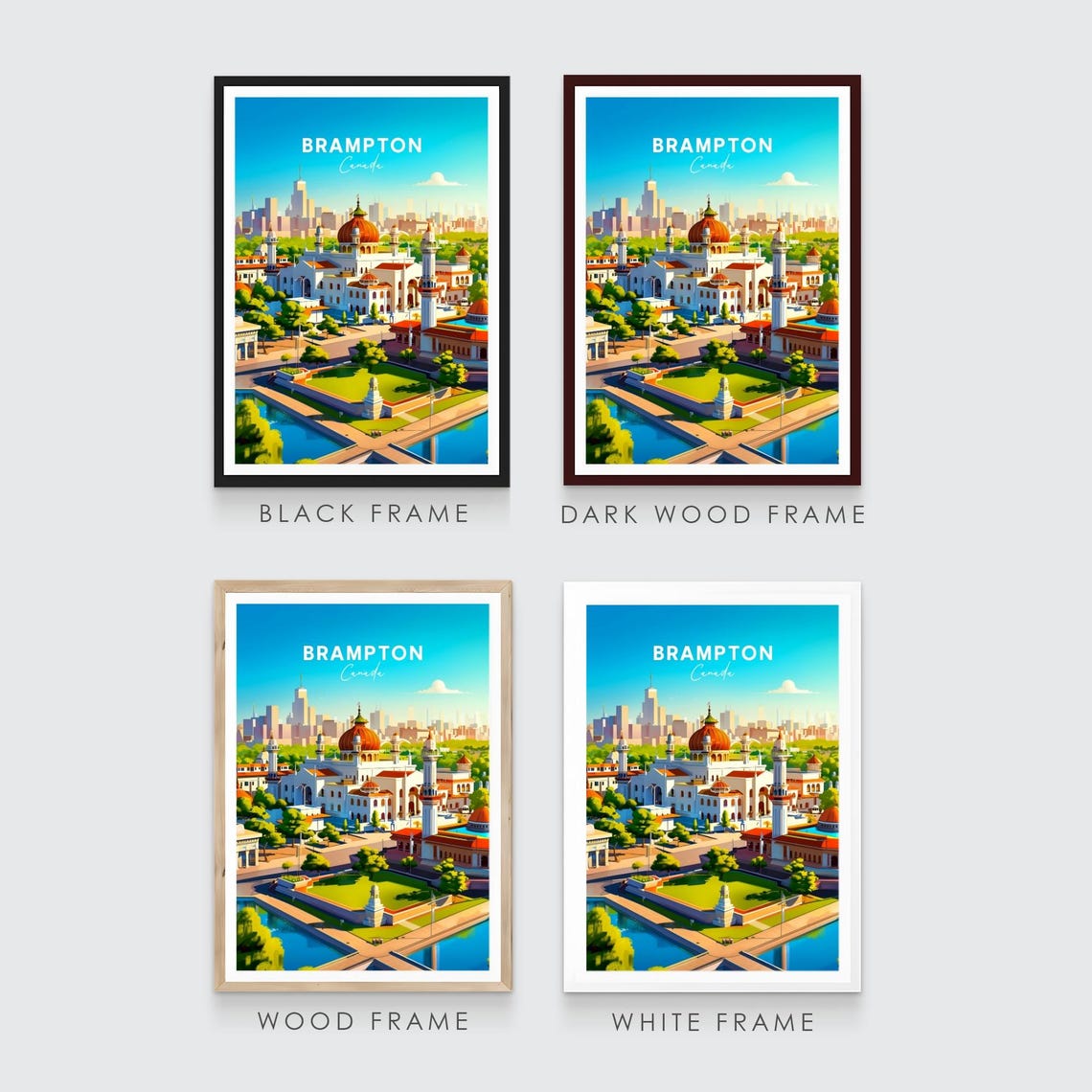 Brampton Canada White Domed Palace Minarets Garden View Poster - Image 3