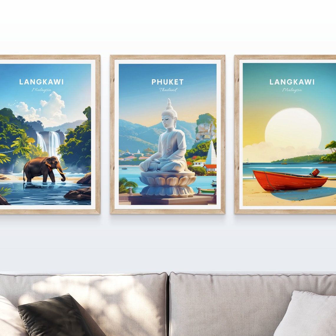 Phuket Thailand Big Buddha Statue On Lotus Pedestal By The Bay Poster - Image 4