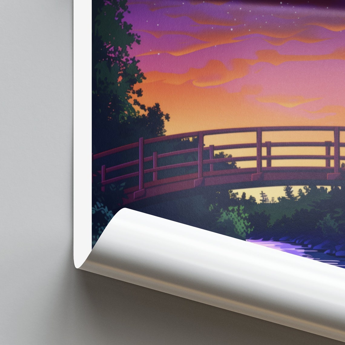 Boise Idaho Sunset River Bridge Over Calm Water Travel Poster - Image 2