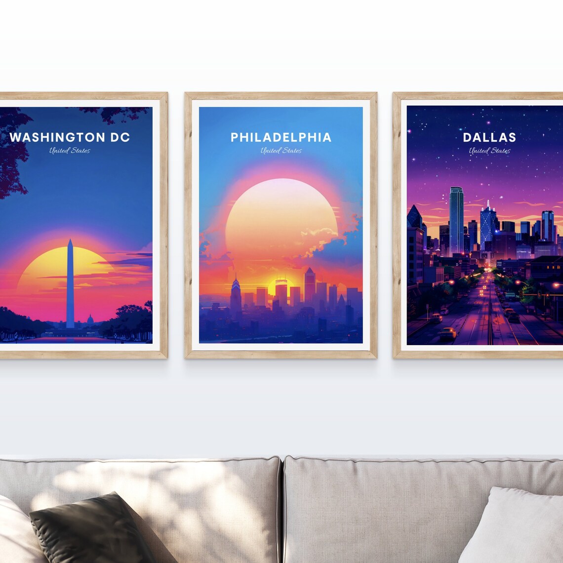 Philadelphia Pennsylvania Skyline Sunset Giant Sun Travel Poster - Image 4