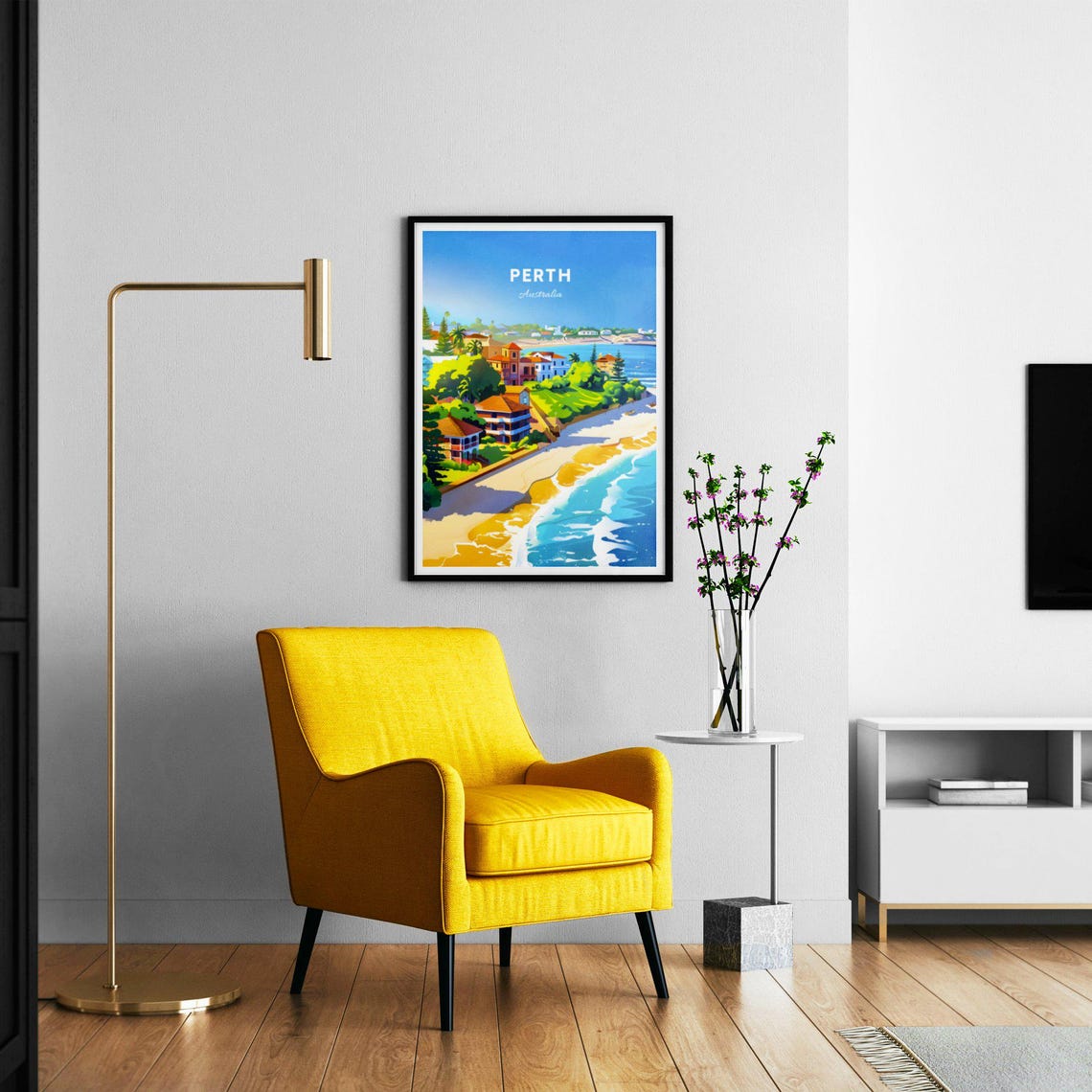 Perth Australia Beachside Suburb with Palm Trees Travel Poster - Image 2