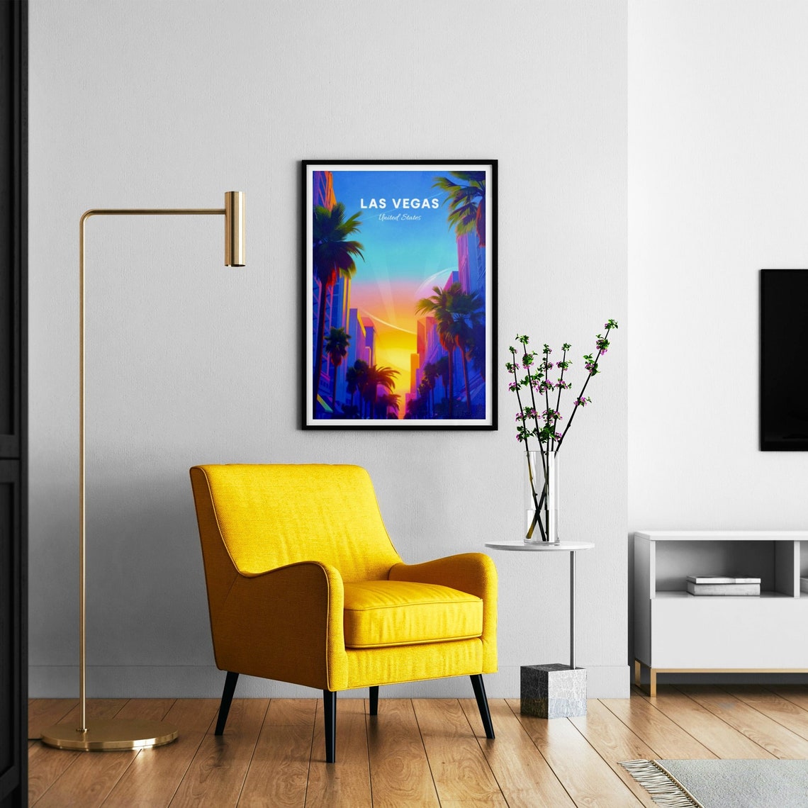 Las Vegas Nevada Strip Palm Boulevard Sunset Towers Retro Poster - Image 3