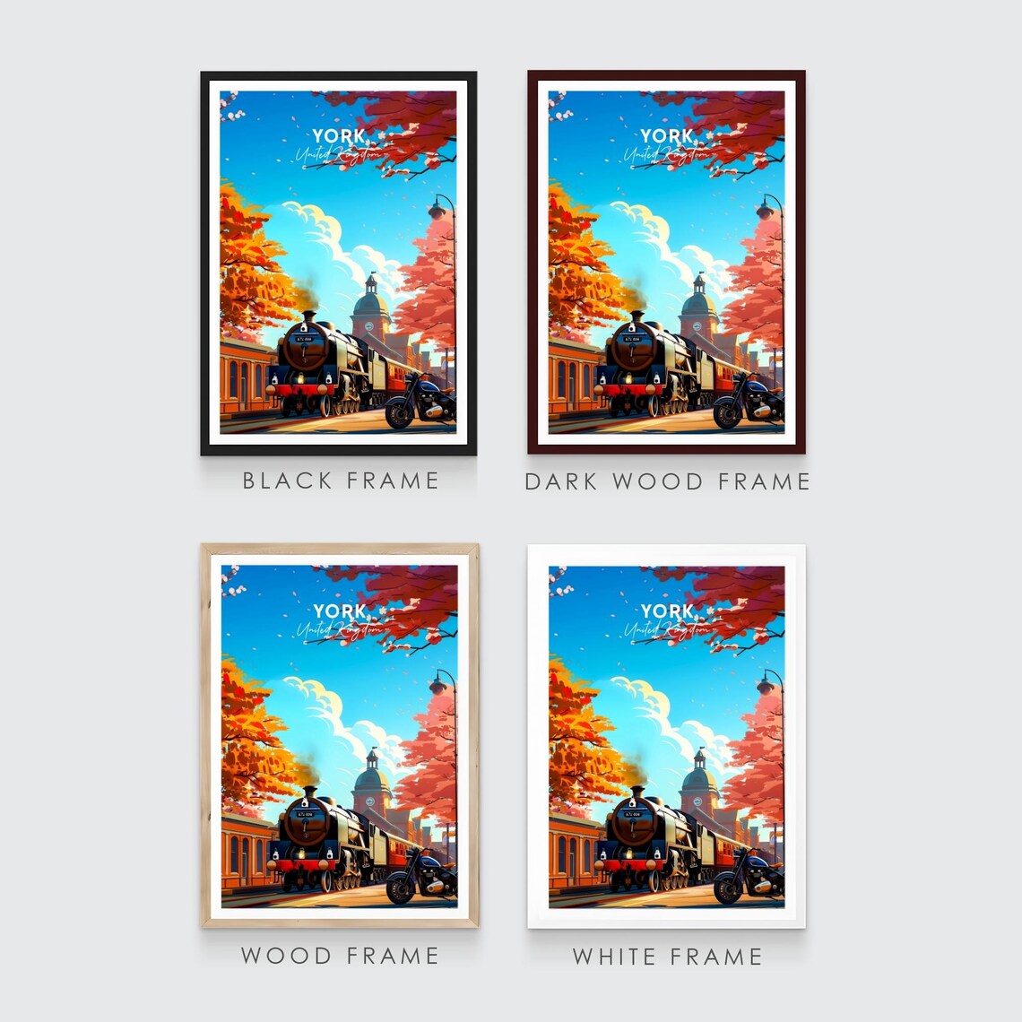 York Steam Locomotive Station Golden Autumn Vintage Travel Poster - Image 3