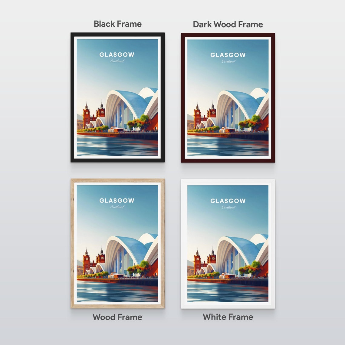 Glasgow Scotland Waterfront Arches Clock Towers Travel Poster - Image 2