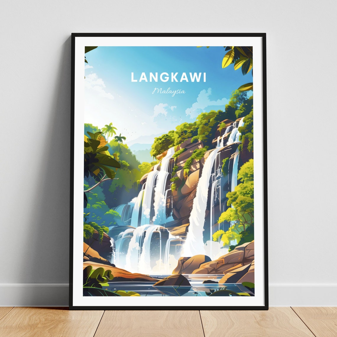 Langkawi Malaysia Tropical Jungle Wild Waterfall Cascades Poster