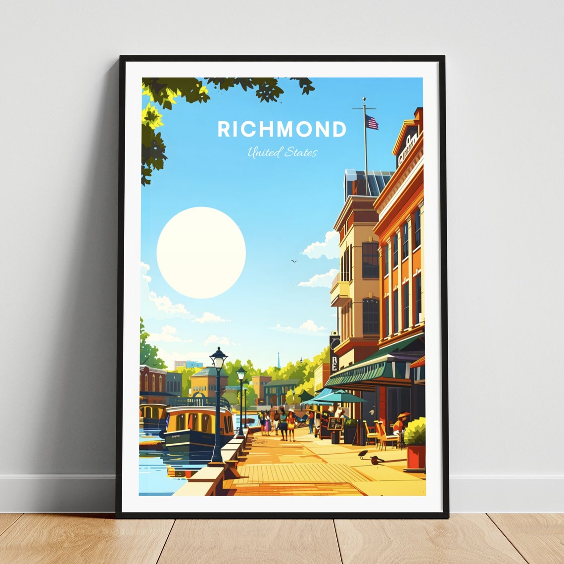 Richmond Canal Walk Waterfront Promenade on a Sunny Day Poster