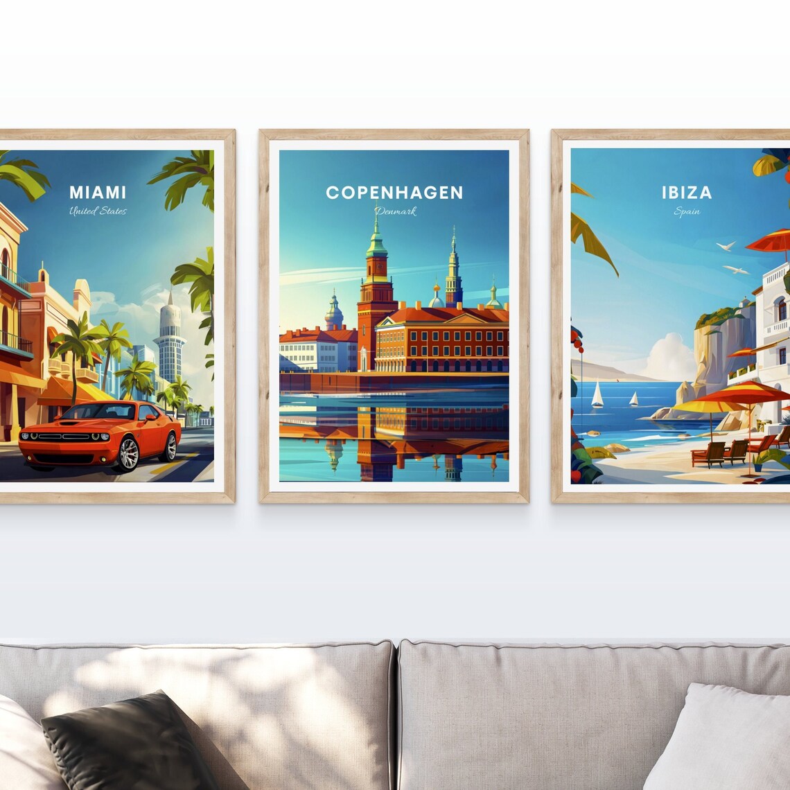 Copenhagen Denmark Waterfront Towers Water Reflection Travel Poster - Image 4