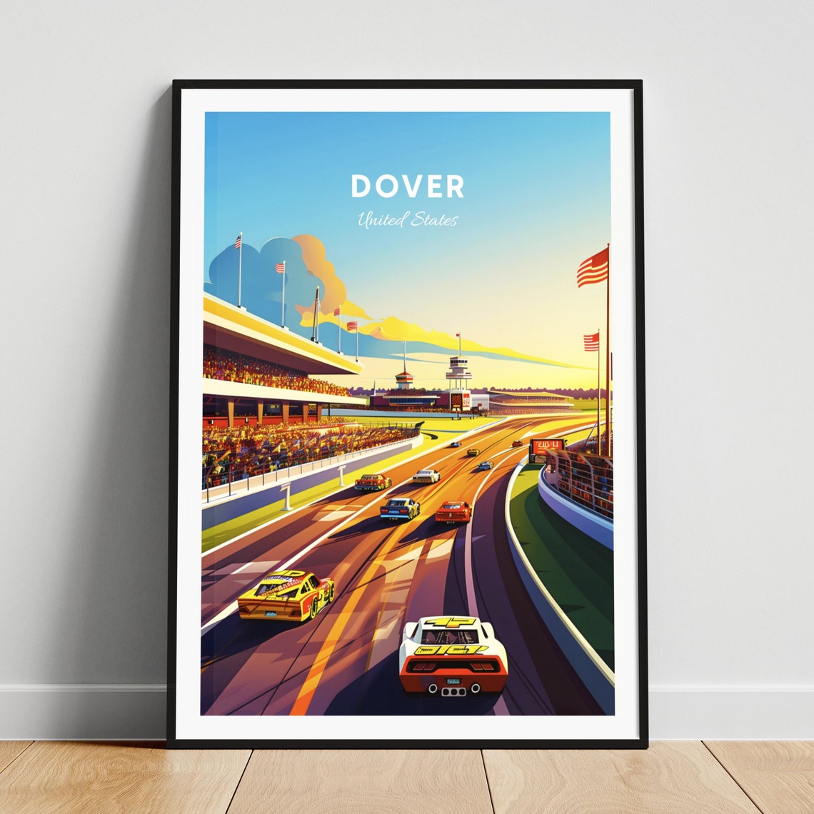 Dover Delaware Stock Car Racetrack Racing Action Travel Poster