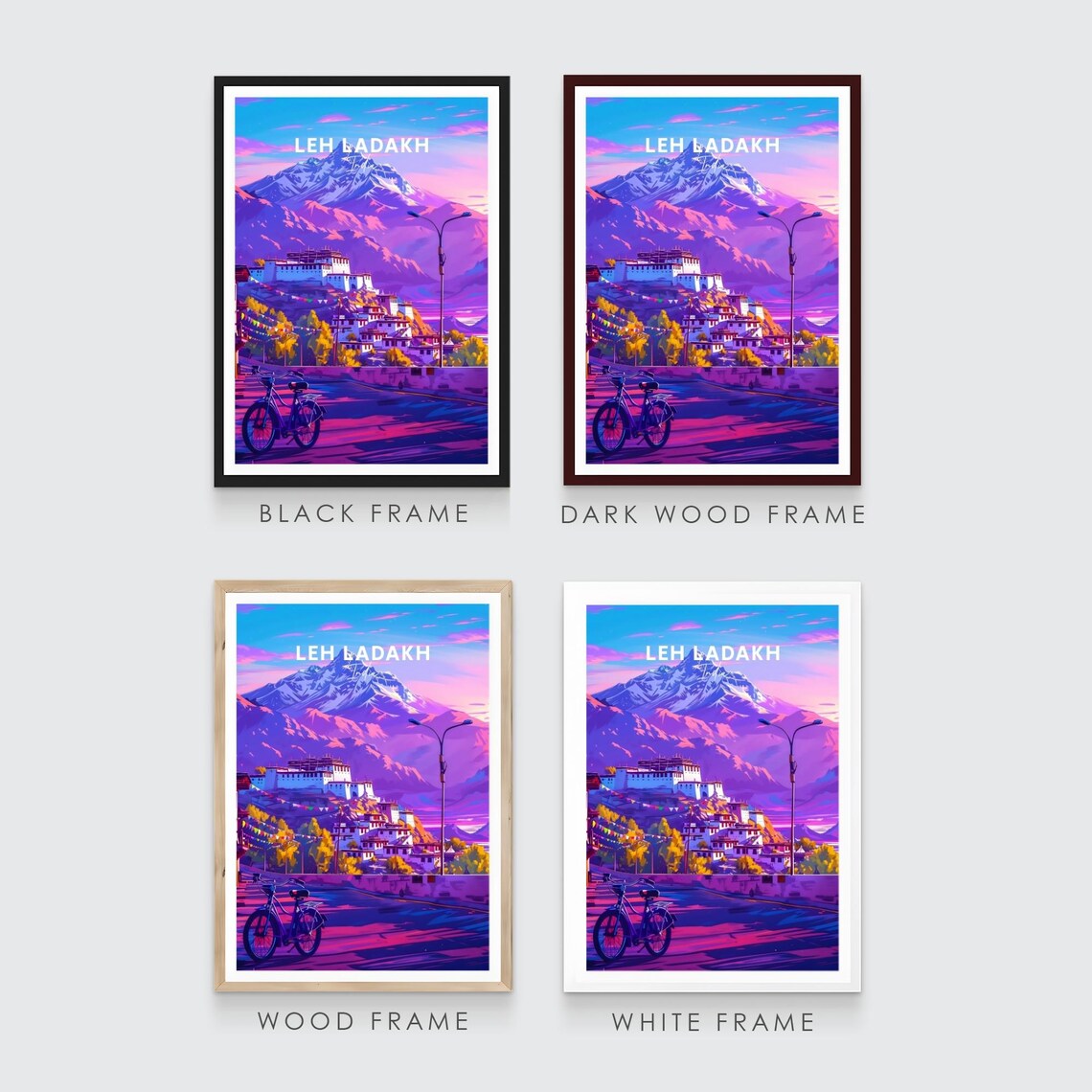 Leh Ladakh India Hilltop Palace Prayer Flags Dusk Peak Travel Poster - Image 3