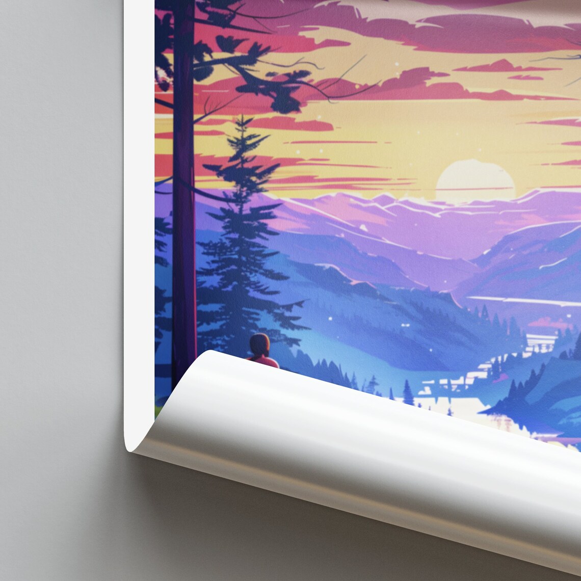 Great Smoky Mountains Hiker Sunset Valley Overlook Travel Poster - Image 2
