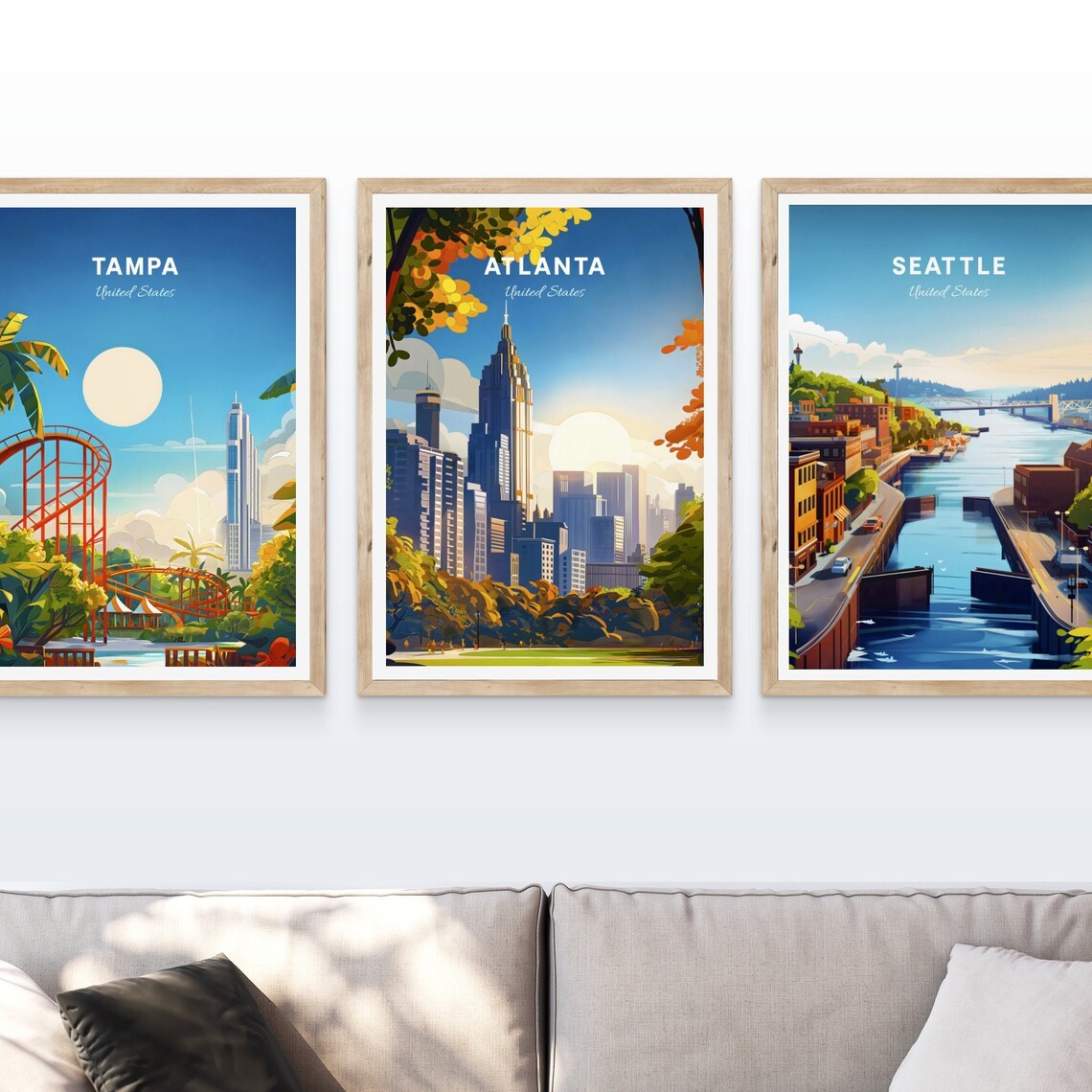 Atlanta Georgia Skyline From A Sunny Park City Travel Poster - Image 4