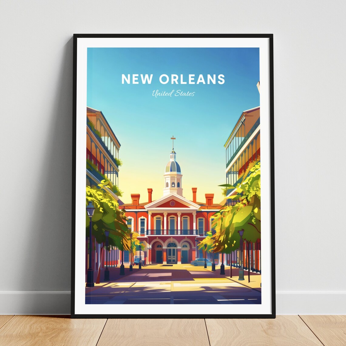 New Orleans Louisiana Historic Cathedral Square Travel Poster