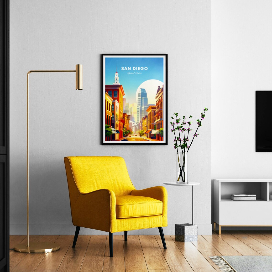 San Diego California Downtown Street Clock Tower City Travel Poster - Image 3