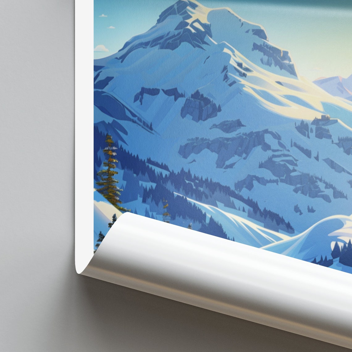 Boise Snow Peaks Poster: Ski Slopes Beneath Towering Blue Mountains - Image 2