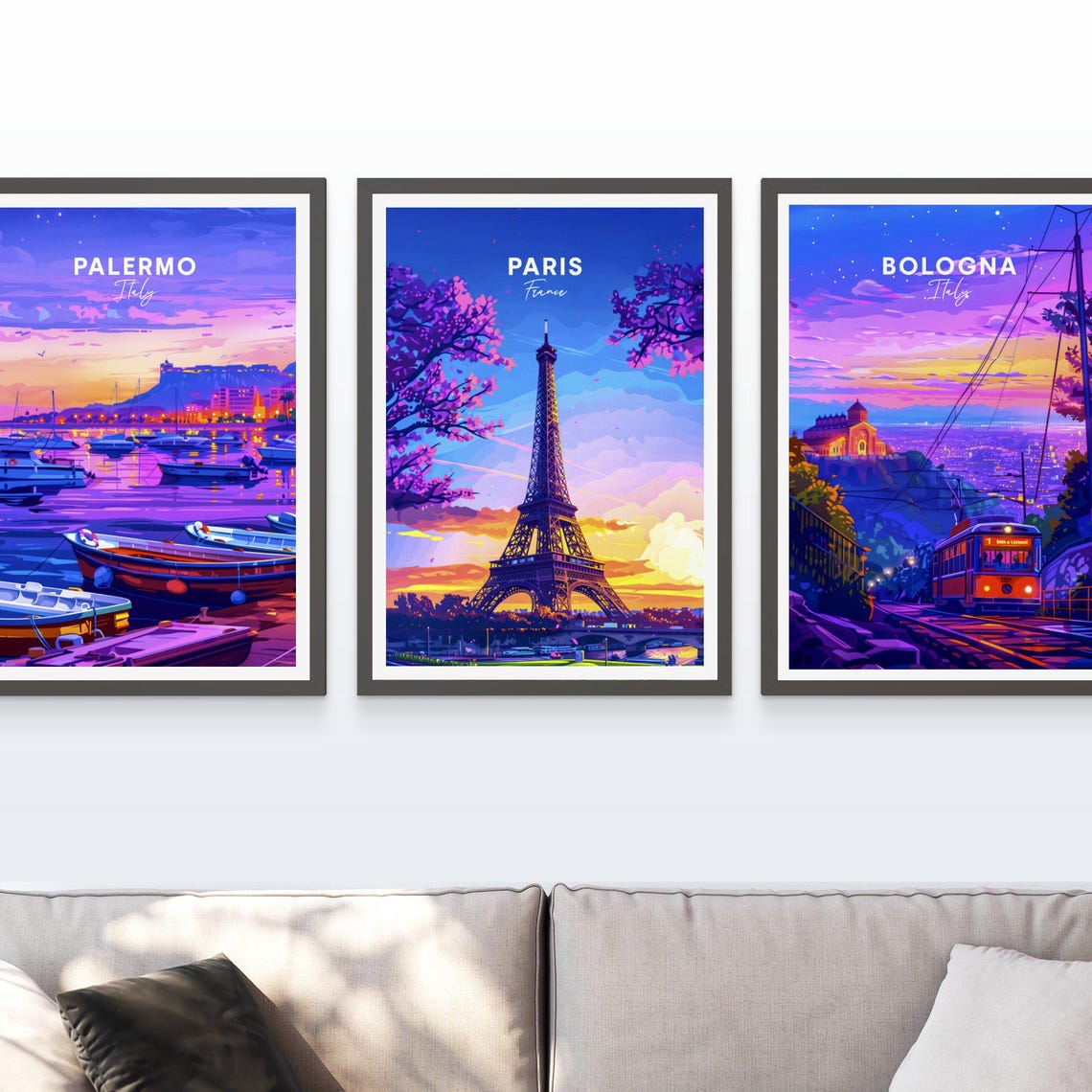 Paris France Eiffel Tower Sunset Cherry Blossoms View Travel Poster - Image 3