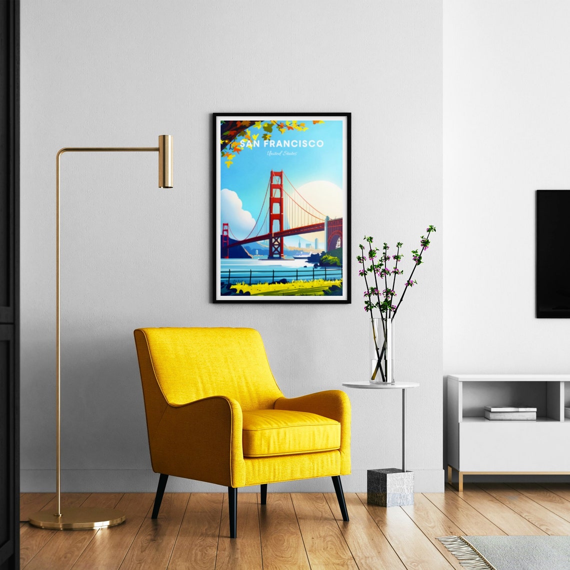 San Francisco Golden Gate Bridge View Through Autumn Leaves Poster - Image 3