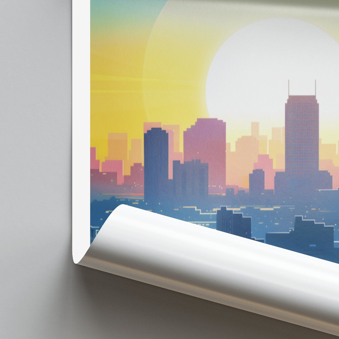 Little Rock Sunrise Skyline with a Winding Lit Road Below Poster - Image 2