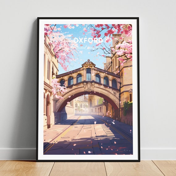 Oxford Travel Print United Kingdom Wall Art Bridge Of Sighs Oxford Poster Oxfordshire Poster Personalized Gift Custom Text