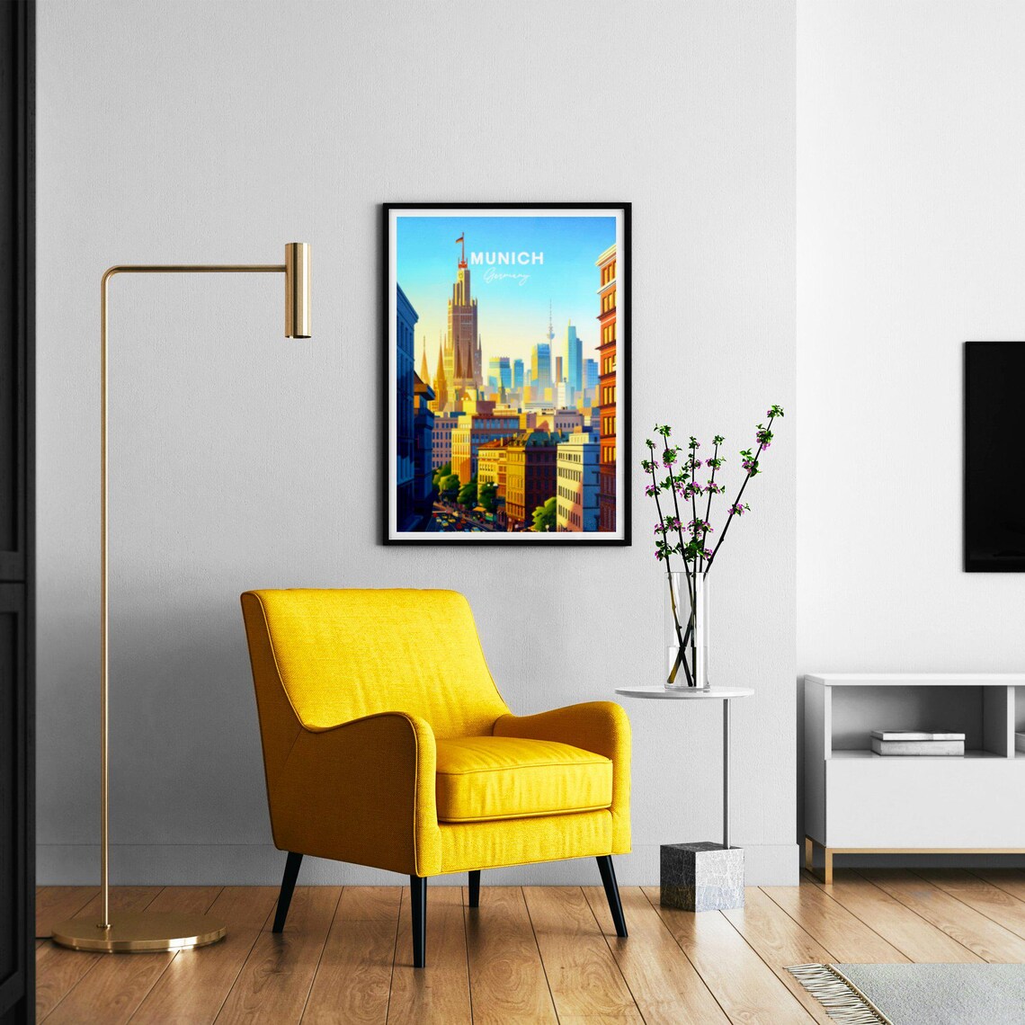 Munich Germany City Skyline Flag Tower Church Spires Travel Poster - Image 2