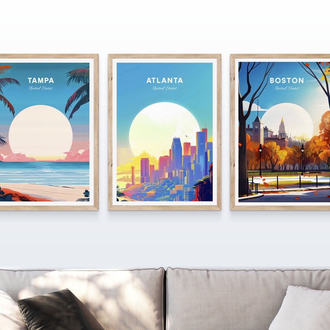 Atlanta Georgia City Skyline Sunrise Golden Morning Retro Poster - Image 4