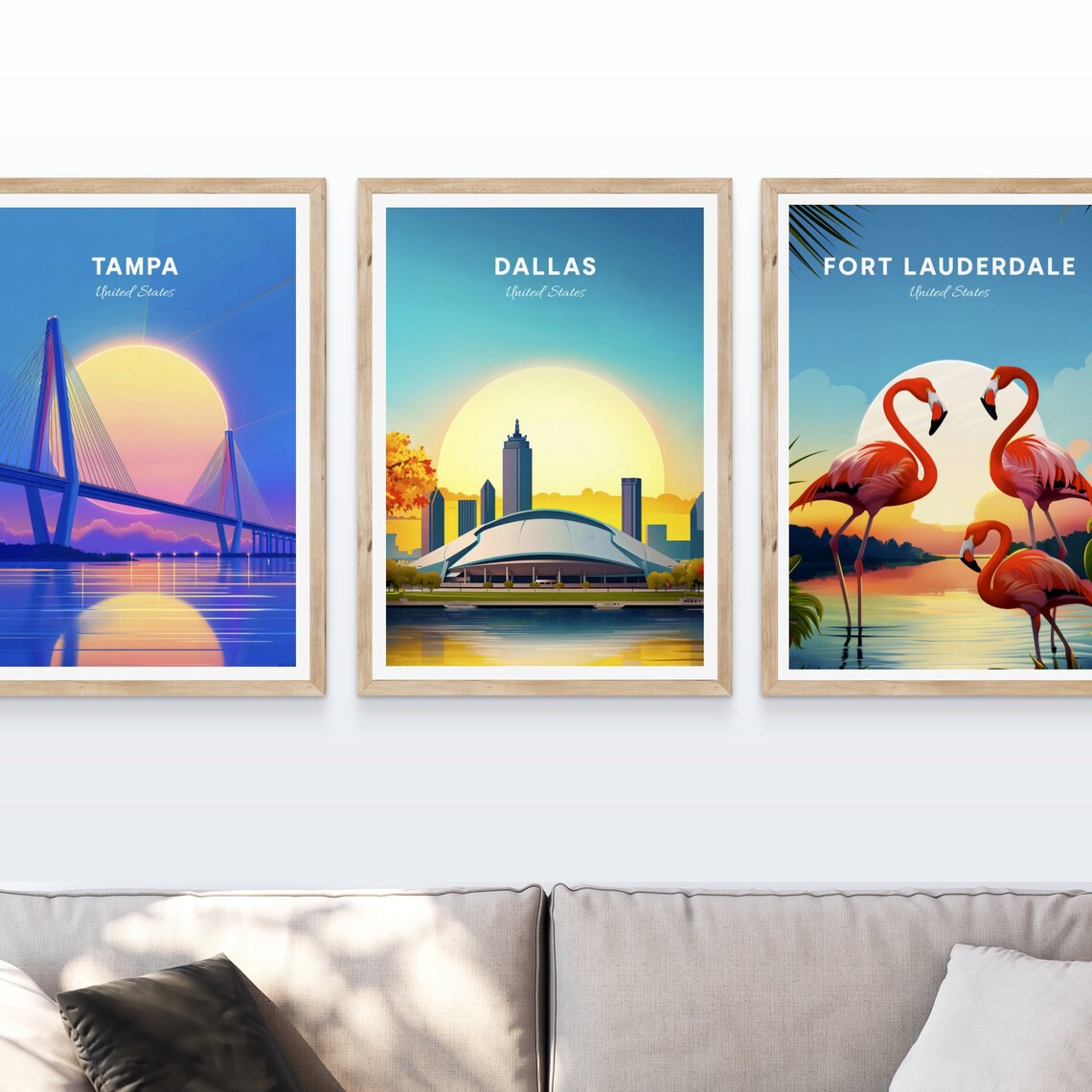 Dallas Domed Arena at Golden Sunset Over the Calm Water Poster - Image 4