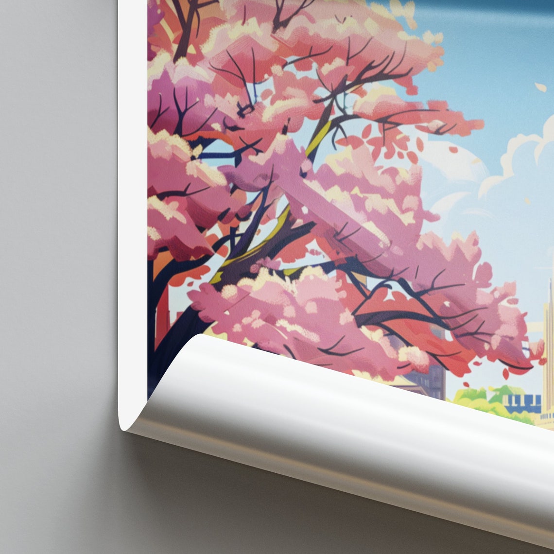 Richmond Cherry Blossom Park Spring City Tower Travel Poster - Image 2