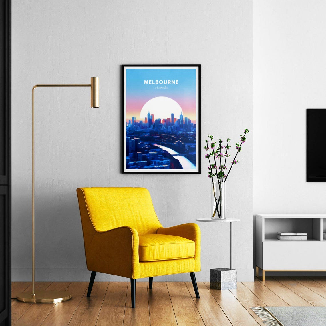 Melbourne Australia Skyline Sunrise Yarra River City View Poster - Image 2