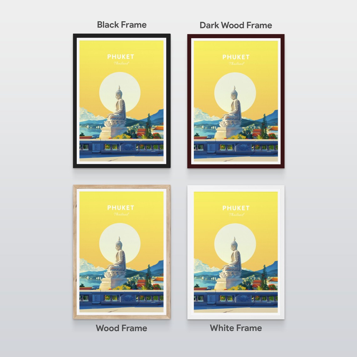 Phuket Thailand Serene Big Buddha Giant Golden Sun Terrace Poster - Image 2