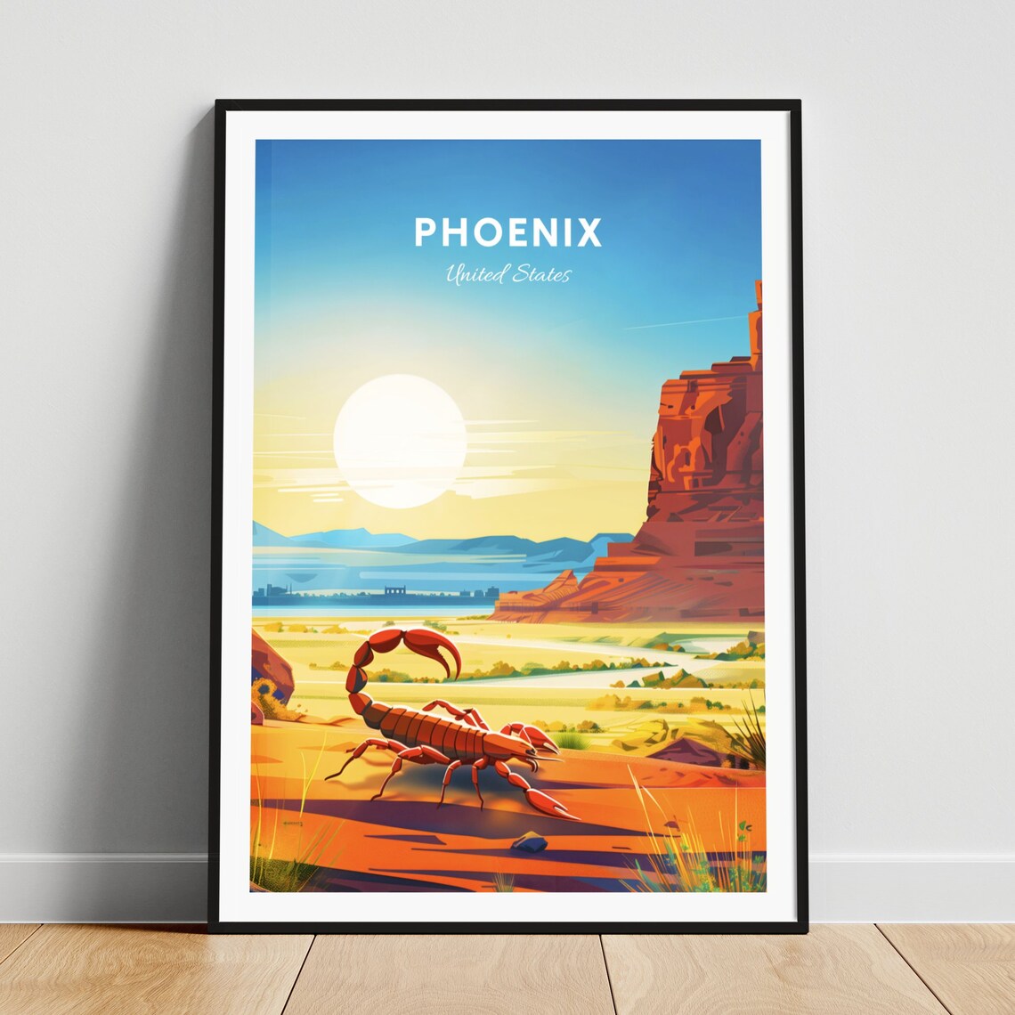 Phoenix Arizona Desert Canyon Scorpion Retro Travel Art Poster