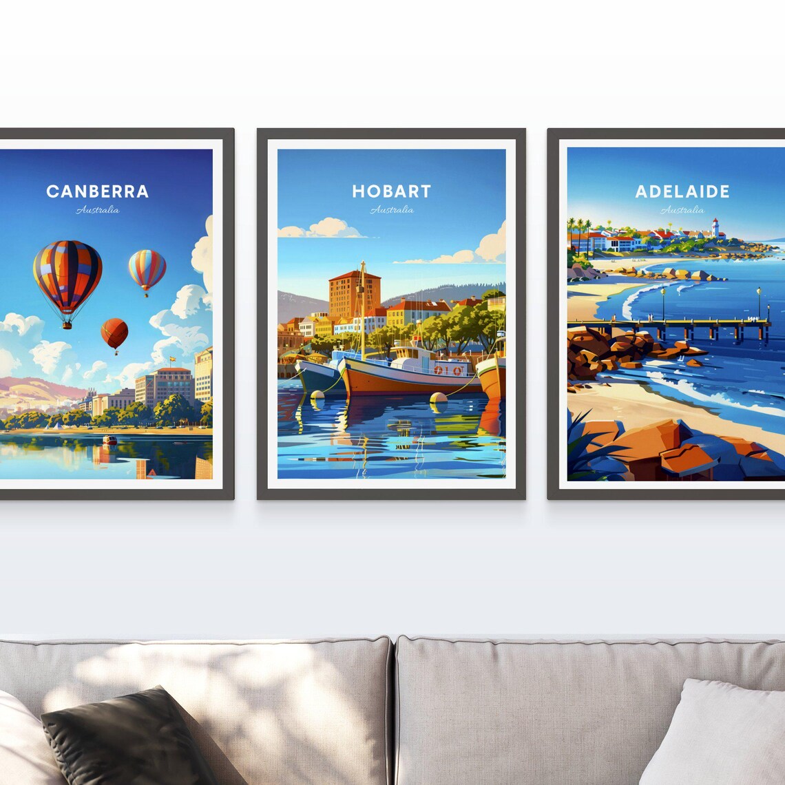 Hobart Australia Historic Waterfront Boats Harbor Travel Poster - Image 3