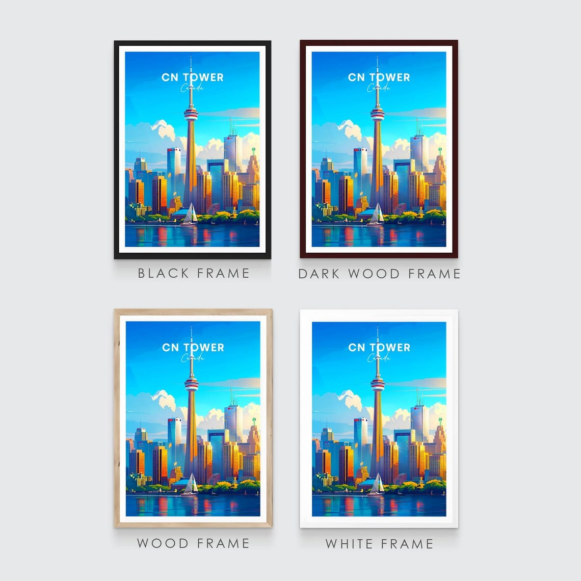 CN Tower Canada Toronto Skyline Sailboat Lake Sunset Glow Poster - Image 3
