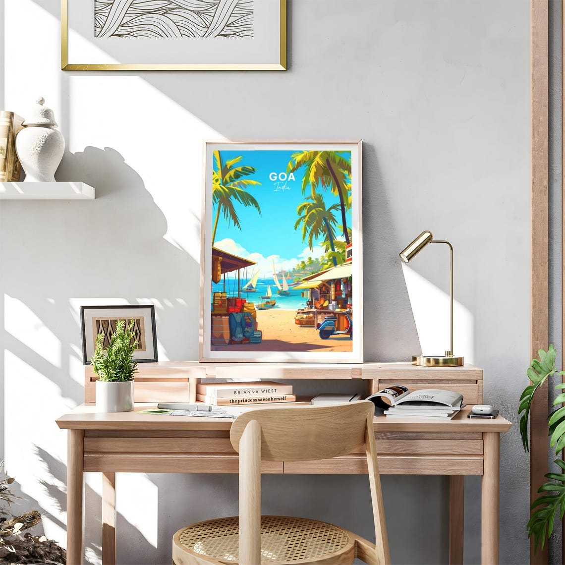 Goa India Beach Market Stalls Sailboats Swaying Palms Travel Poster - Image 4