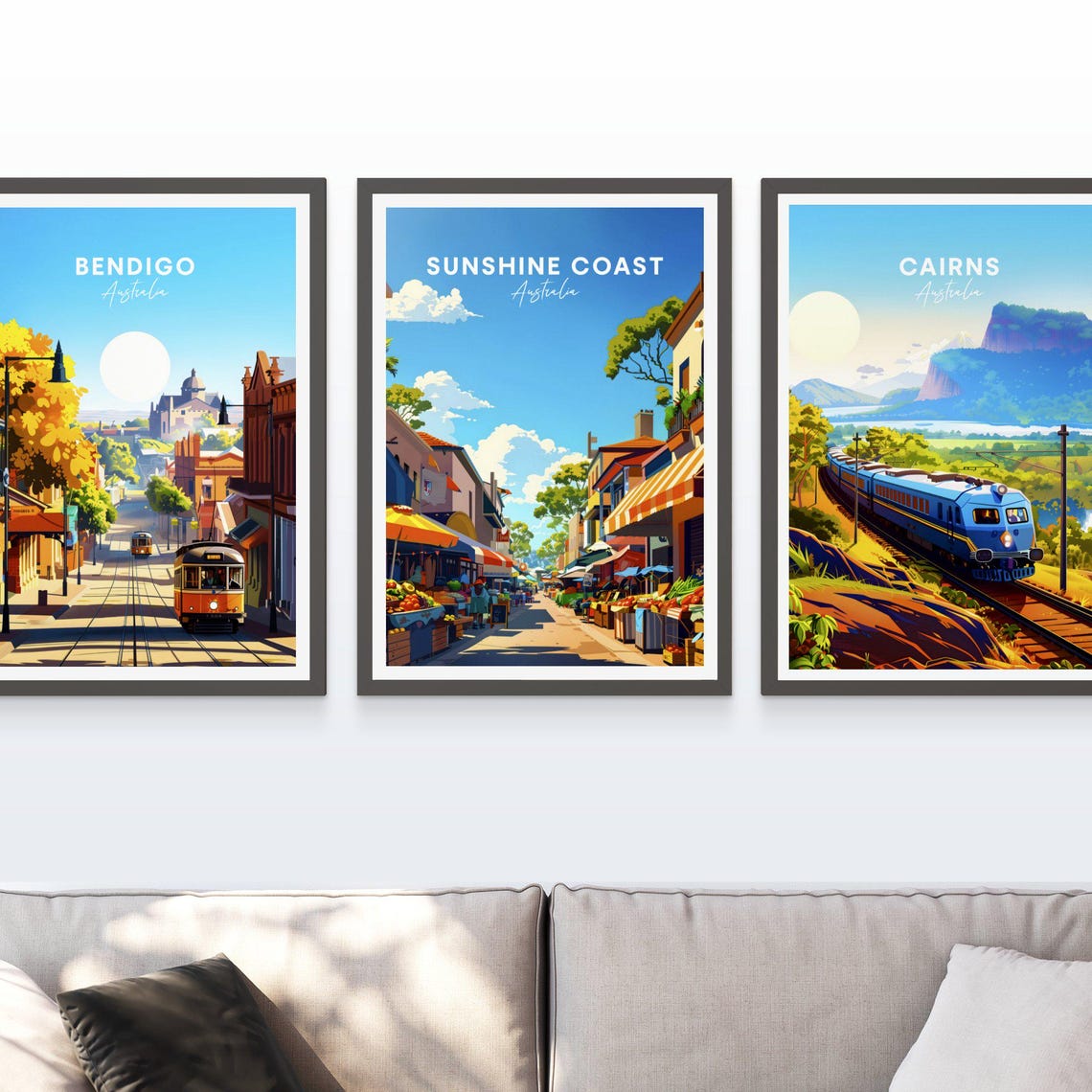 Sunshine Coast Australia Vibrant Outdoor Market Street Scene Poster - Image 3