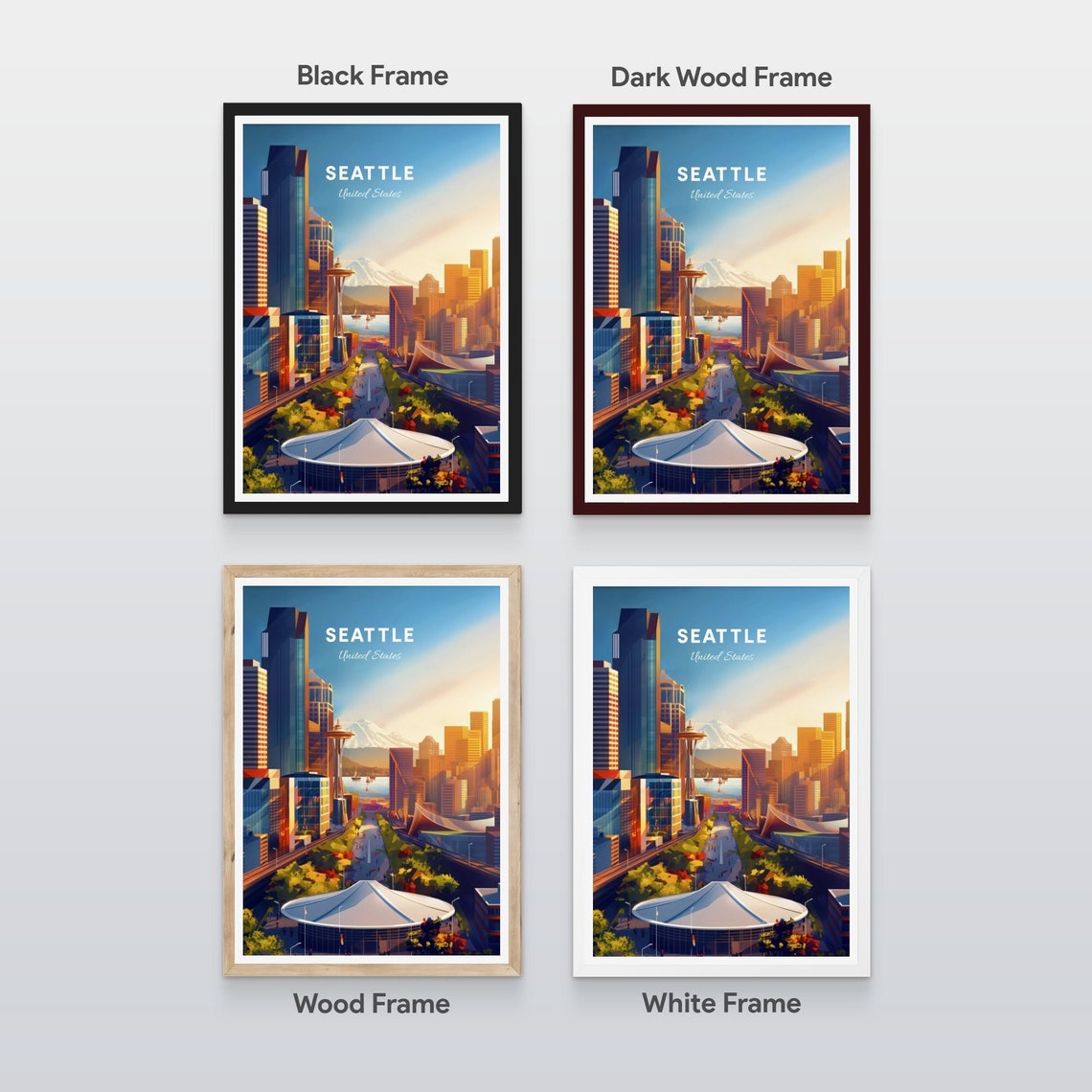 Seattle Washington Downtown Space Needle Rainier Avenue Travel Poster - Image 2