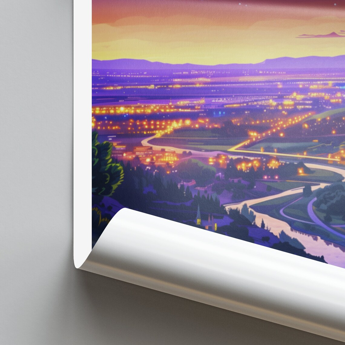 Boise United States Night City Lights Overlook Travel Poster - Image 2